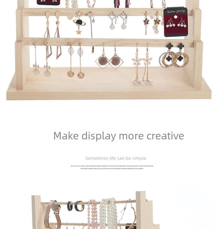 Solid Wood Jewelry Display Stand: Earring, Necklace & Bracelet Organizer.