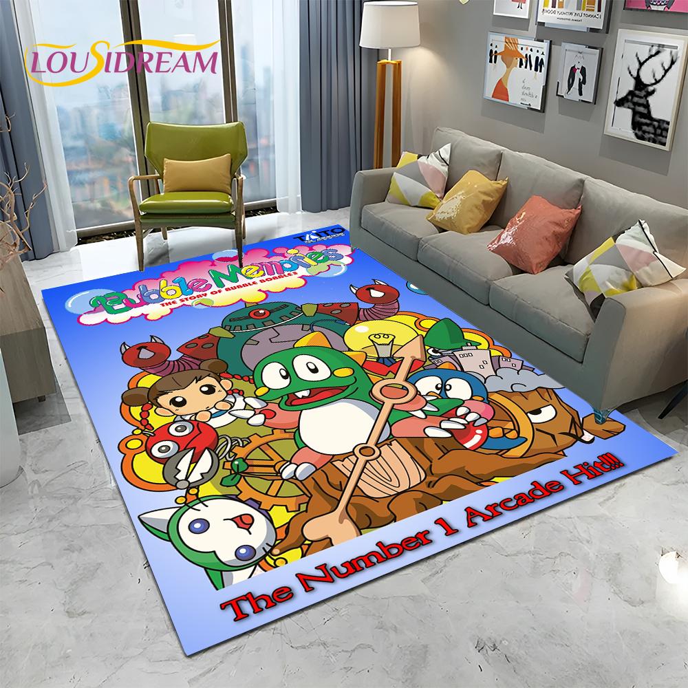 Cartoon Bubble Bobble Game Gamer Carpet Rug for Home Living Room Bedroom Sofa Doormat Decor,kid Play Area Rug Non-slip Floor Mat