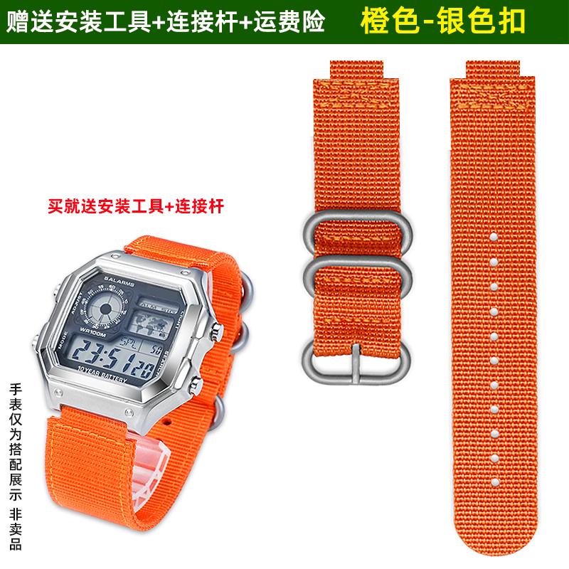 Für Casio kleine quadratische AE1200/1300/1000 A158/A159/A168 F91W DW-291H Nylon-Canvas-Armband Zubehör Herren Sportuhr Kette 18mm