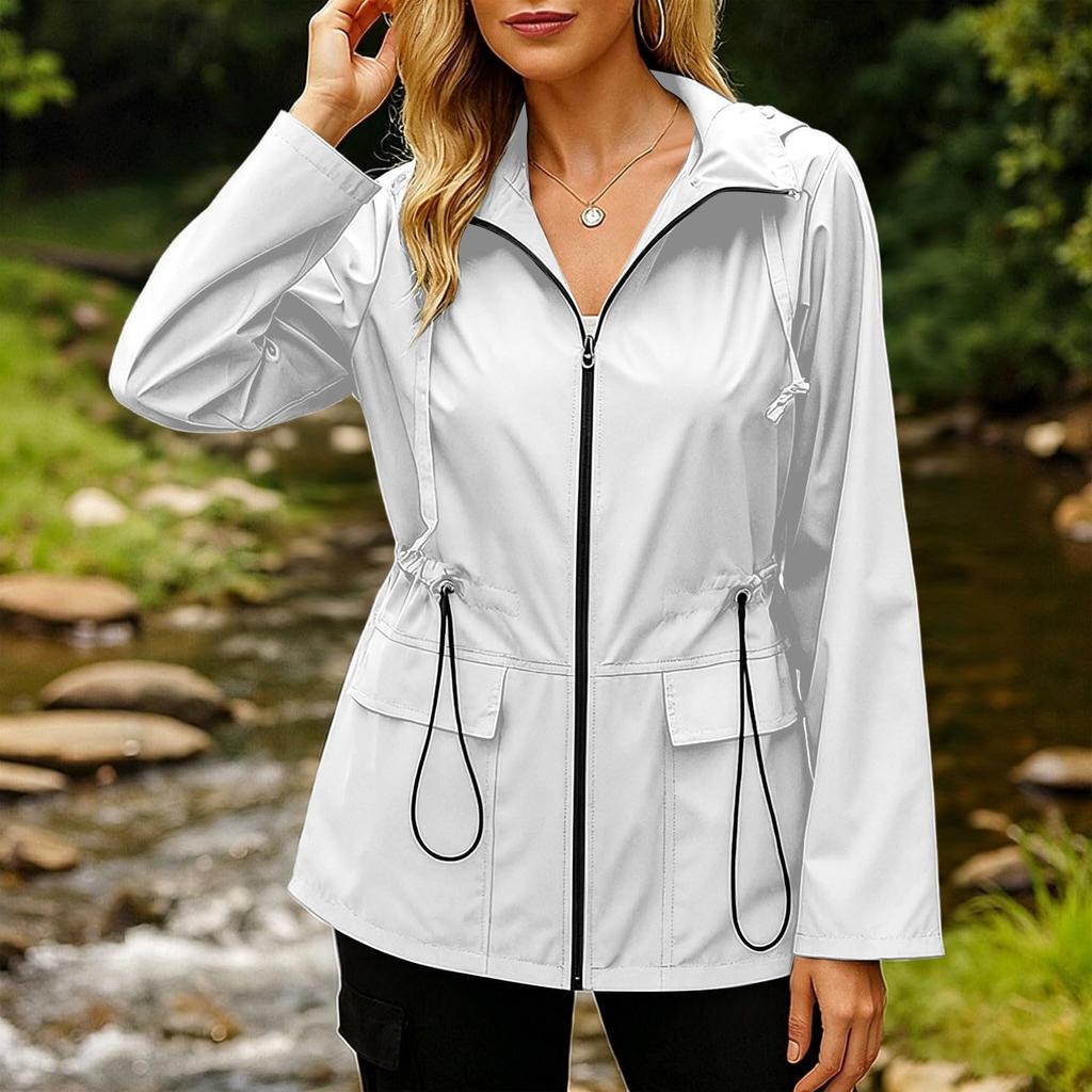 Women's Windbreaker Jacket with Zipper for Outdoor Hiking and Travel