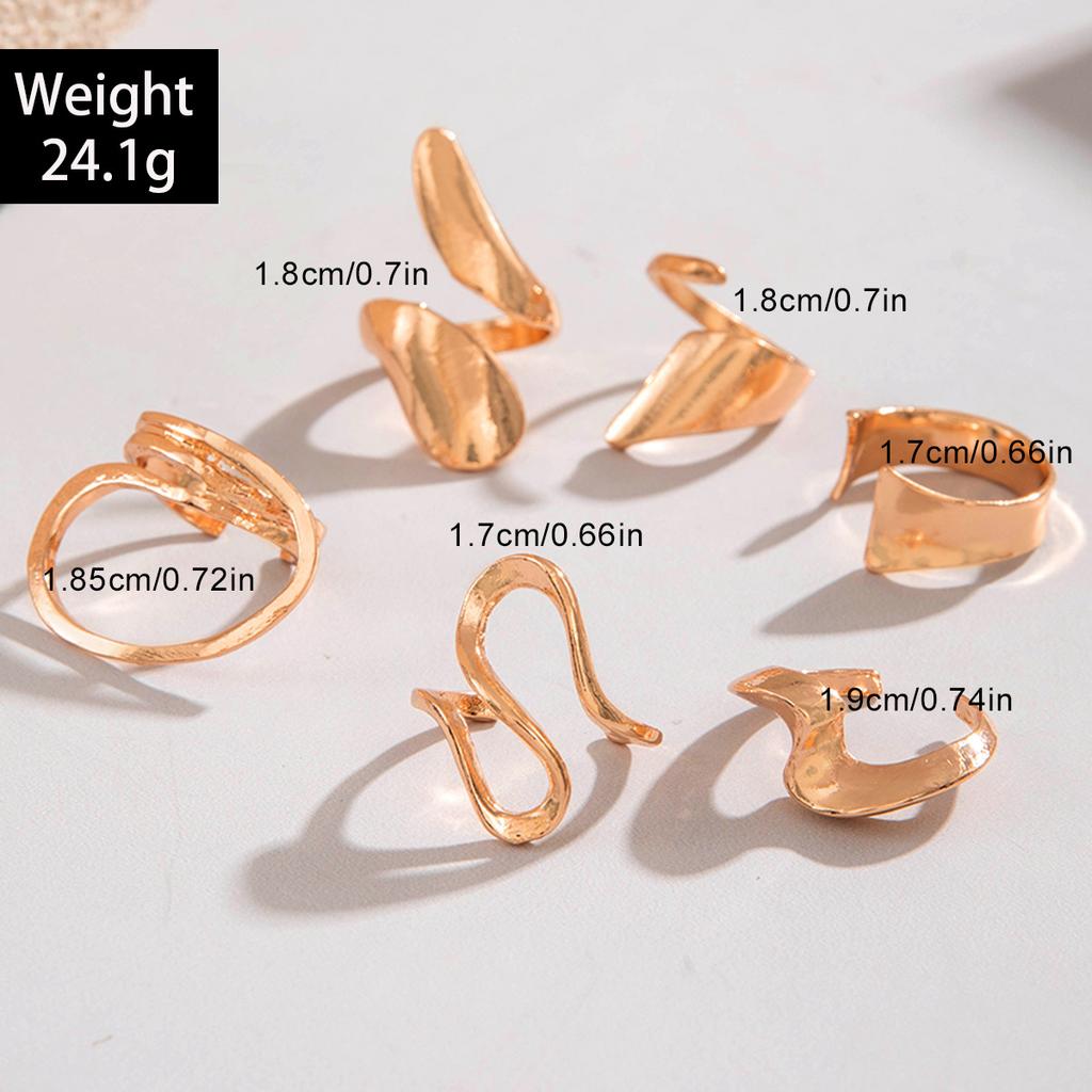 Fashionable irregular geometric openwork ring set design sense peach heart butterfly opening ring for women