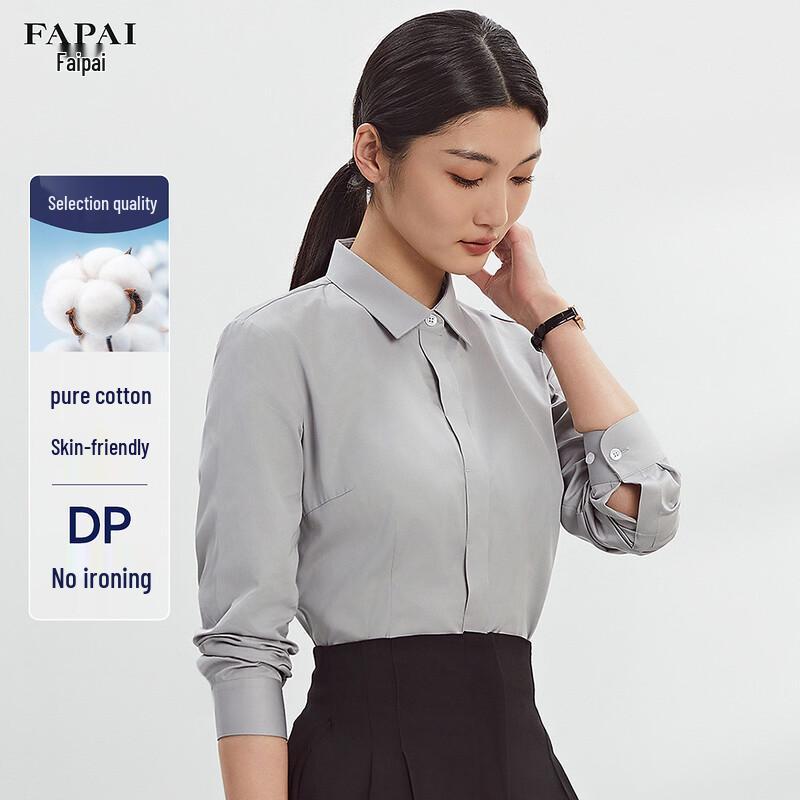 FAPAI Women s 100% Cotton Non-Iron Long Sleeve Business Shirt 35
