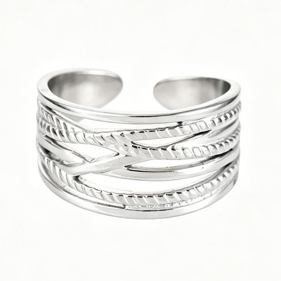 

Thumb Ring Geometric Lines Shape Finger Ring Stainless Adjustable Opening Design Steel Finger Band Versatile Jewelry серебряный
