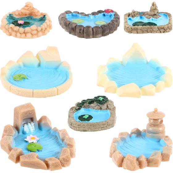 

Kisangel 8Pcs Miniature Pond Ornaments Tiny Pond Figurines Artificial Lotus Flowers Mini Garden Ornament for Dollhouse Craft