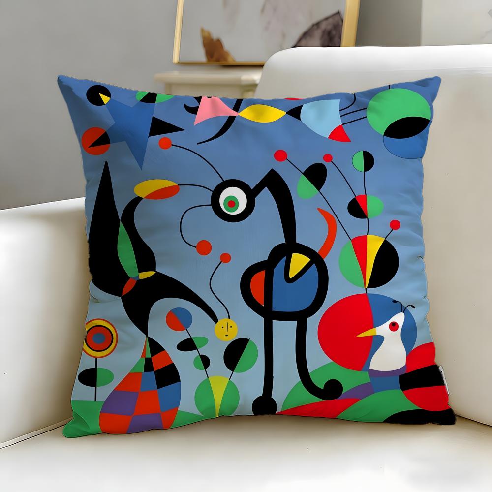 Classic Painter Joan Miro Cushion Cover Soft & Easy-Wash Pillow Case – Versatile for Couch, Bed, Travel and Office