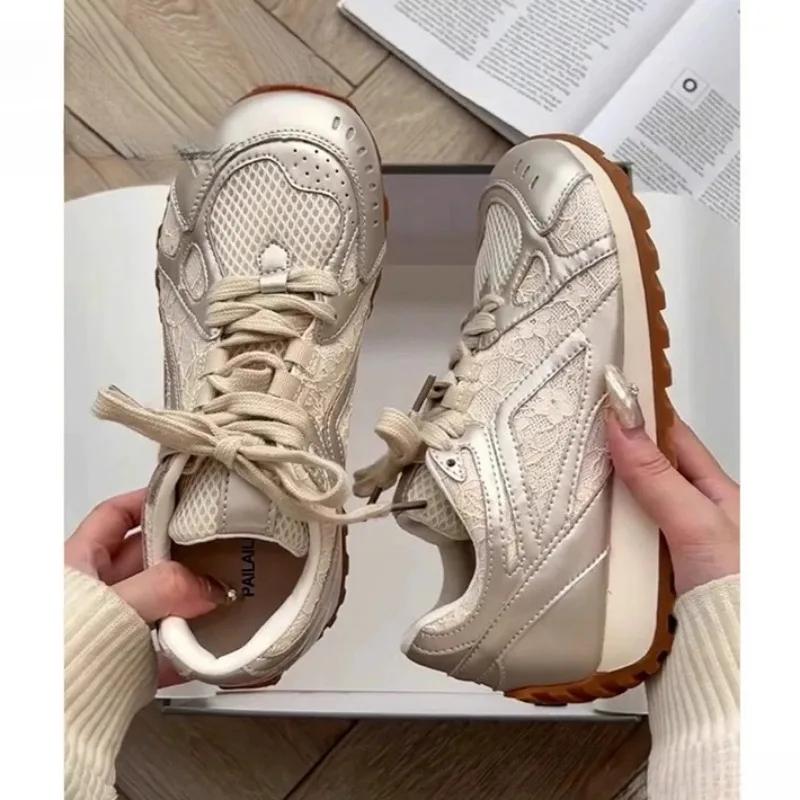 Модные сетчатые кроссовки на полой платформе для женщин — фото 5