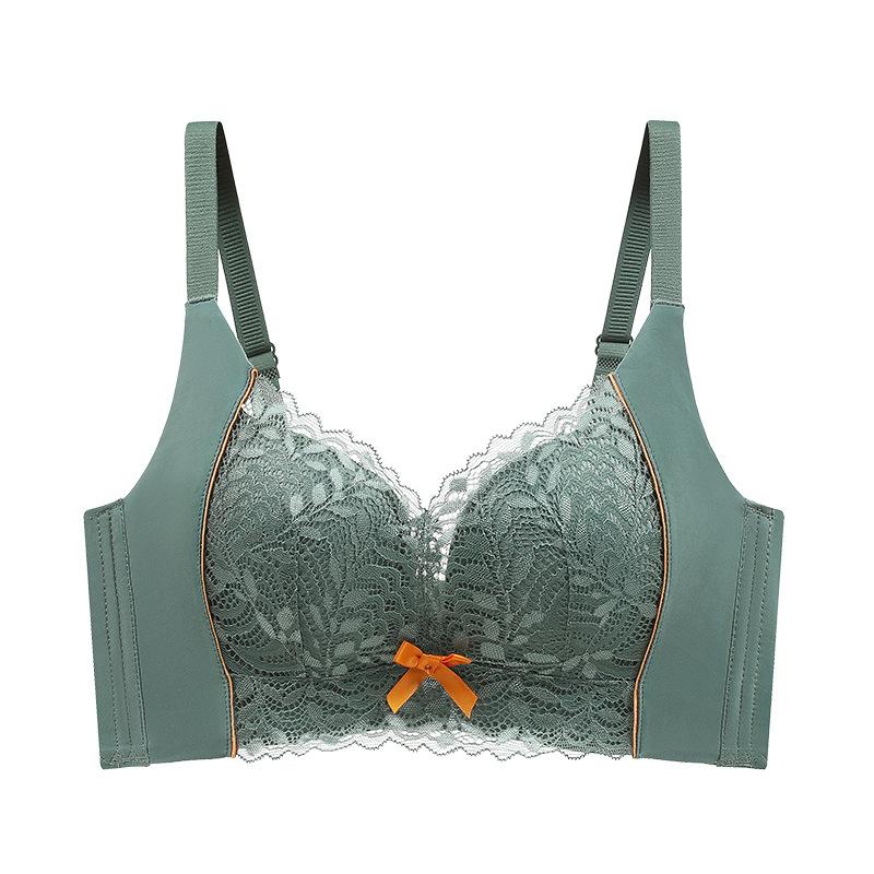 Green Lace Wireless Bra With Adjustable Straps M зелёный