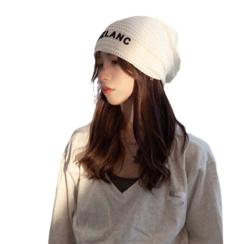 Hats Letters Autumn and Winter Confinement Hats Showing Face Versatile Wool Hats Cold Hats Piles of Hats Trendy
