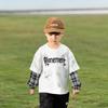 Nausicaa Spring 2025 Plaid Faux Two-Piece Letter T-Shirt for Boys – Trendy Korean Style