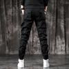 Trendy Men's Spring Autumn Cargo Pants Slim Fit Casual Style Loose Fit American Style Multiple Pocket Small Foot Pants Black