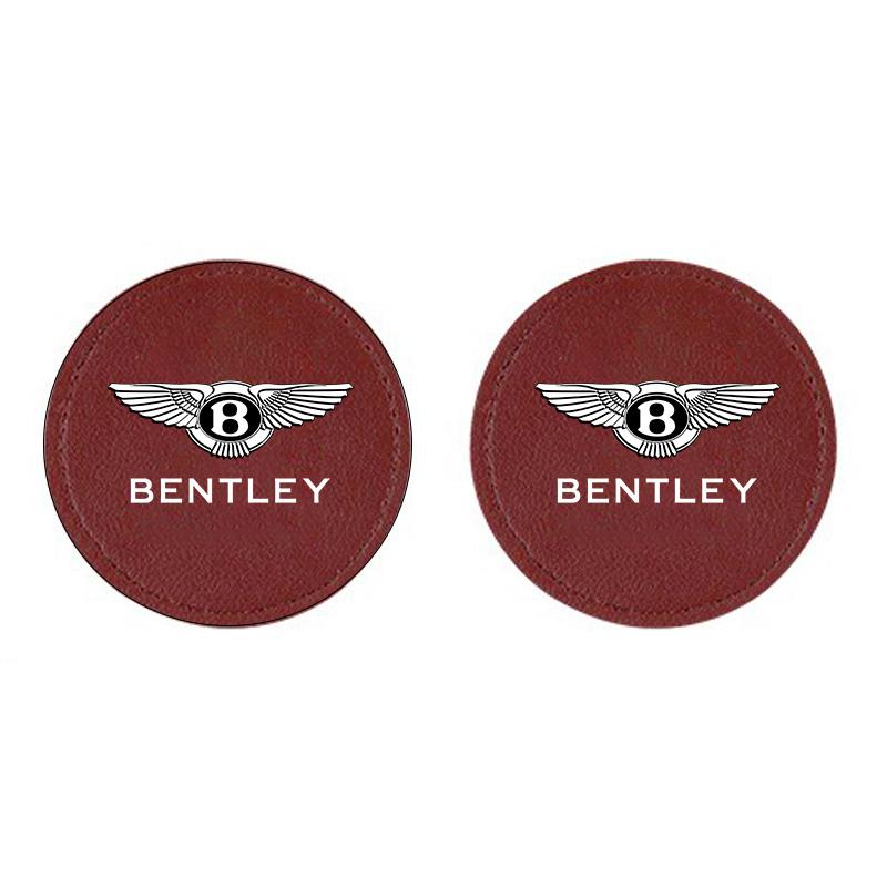 2Pcs Car Water Cup Pad Drink Mat Leather Anti-slip Coaster For New Bentley Continental GT MULLINER Bentayga Flying Hurtling Spur