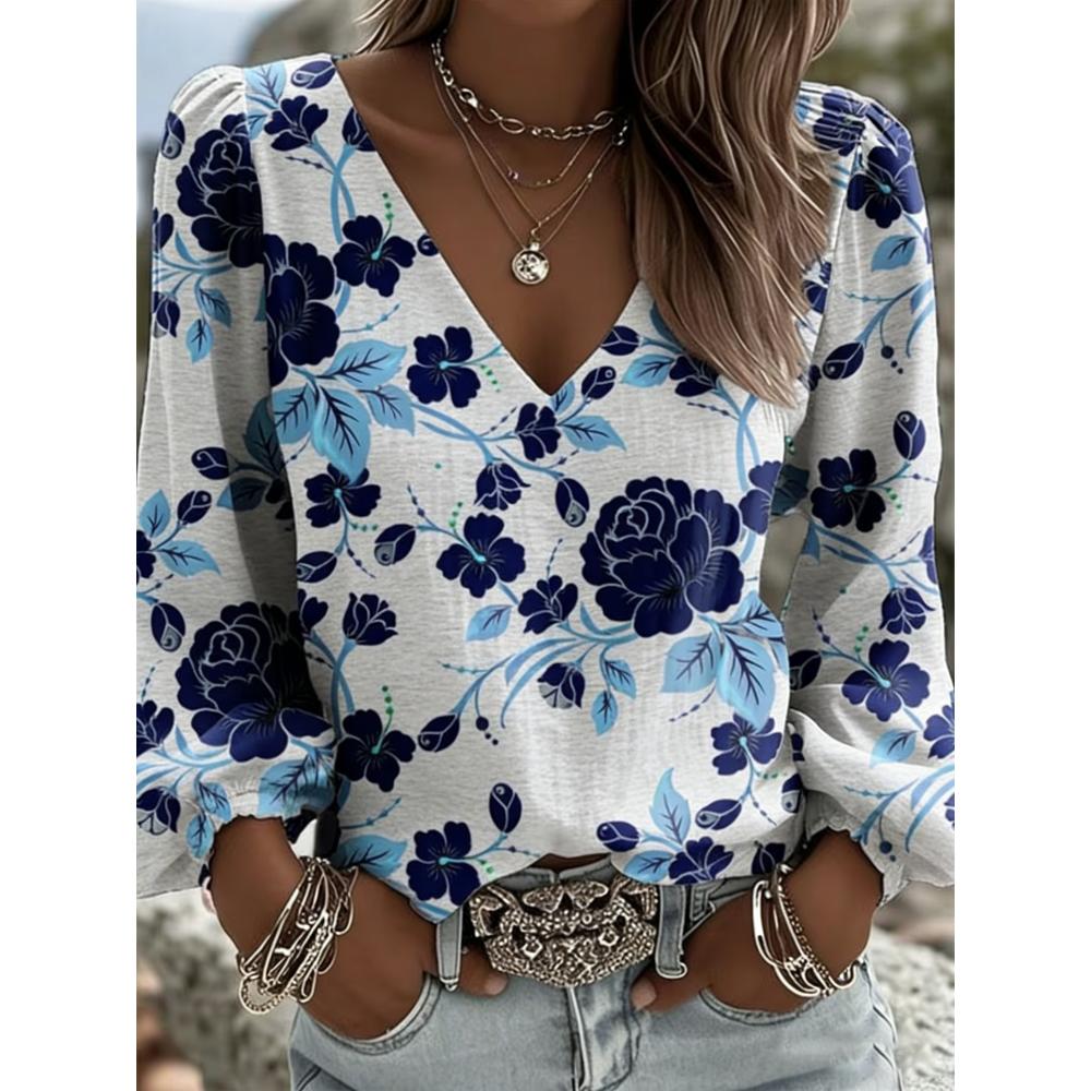 

Casual women s puff-sleeved long-sleeved V-neck top. Fashionable loose long-sleeved top, versatile for daily and outdoor walks. XXL