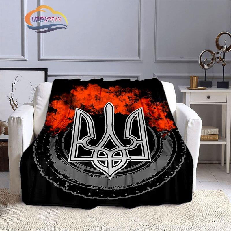 Modische Decke der ukrainischen Fußballmannschaft mit goldenem Logo für Erwachsene und Kinder, 3D-gedruckte warme Decke, Geschenkdecke für Sportliebhaber