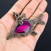 Amazing Pink Flash Labradorite Gemstone Handmade Pure Copper Wire Wrapped Fish Pendant Jewelry
