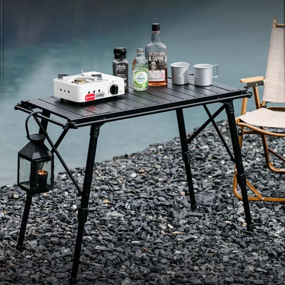 Outdoor Camping Aluminum Alloy IGT Table Foldable Adjustable Portable Barbecue Table Movable Kitchen Metal Outdoor Picnic Table