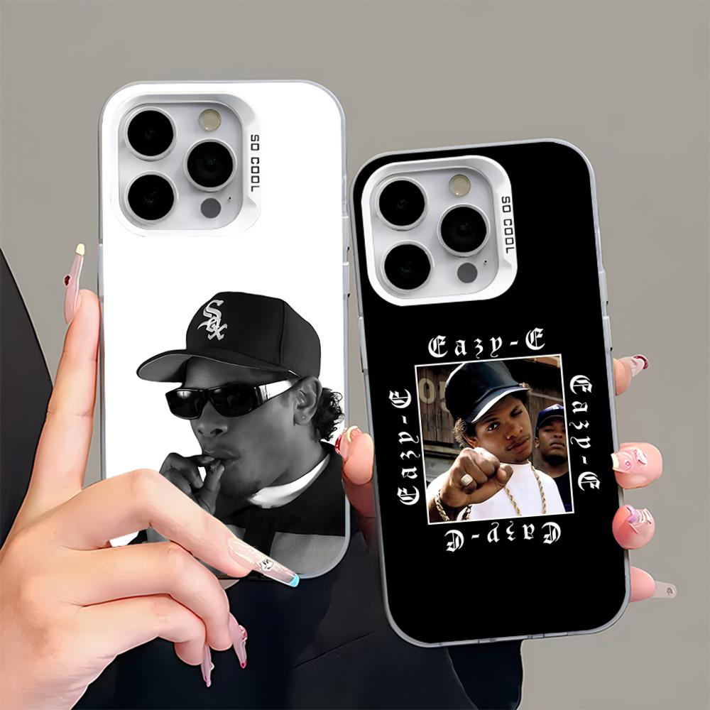 E-Eazy E N-NWA Handyhülle Für iPhone 16,15,14,13,12,11,Pro,Max,Plus,Mini,XS,SE Anti-Fall Grau Silber Matt Hartes Bumper