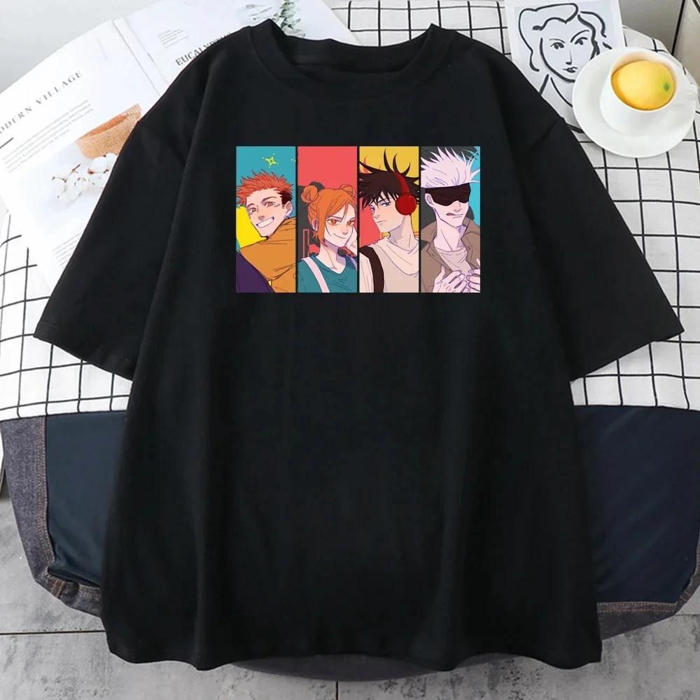 Sommar Herr T-shirt Jujutsu Kaisen Grafiskt Tryck Mode Harajuku 2024 Kläder Orsak och Verkan Dam Y2K Toppar T-shirt