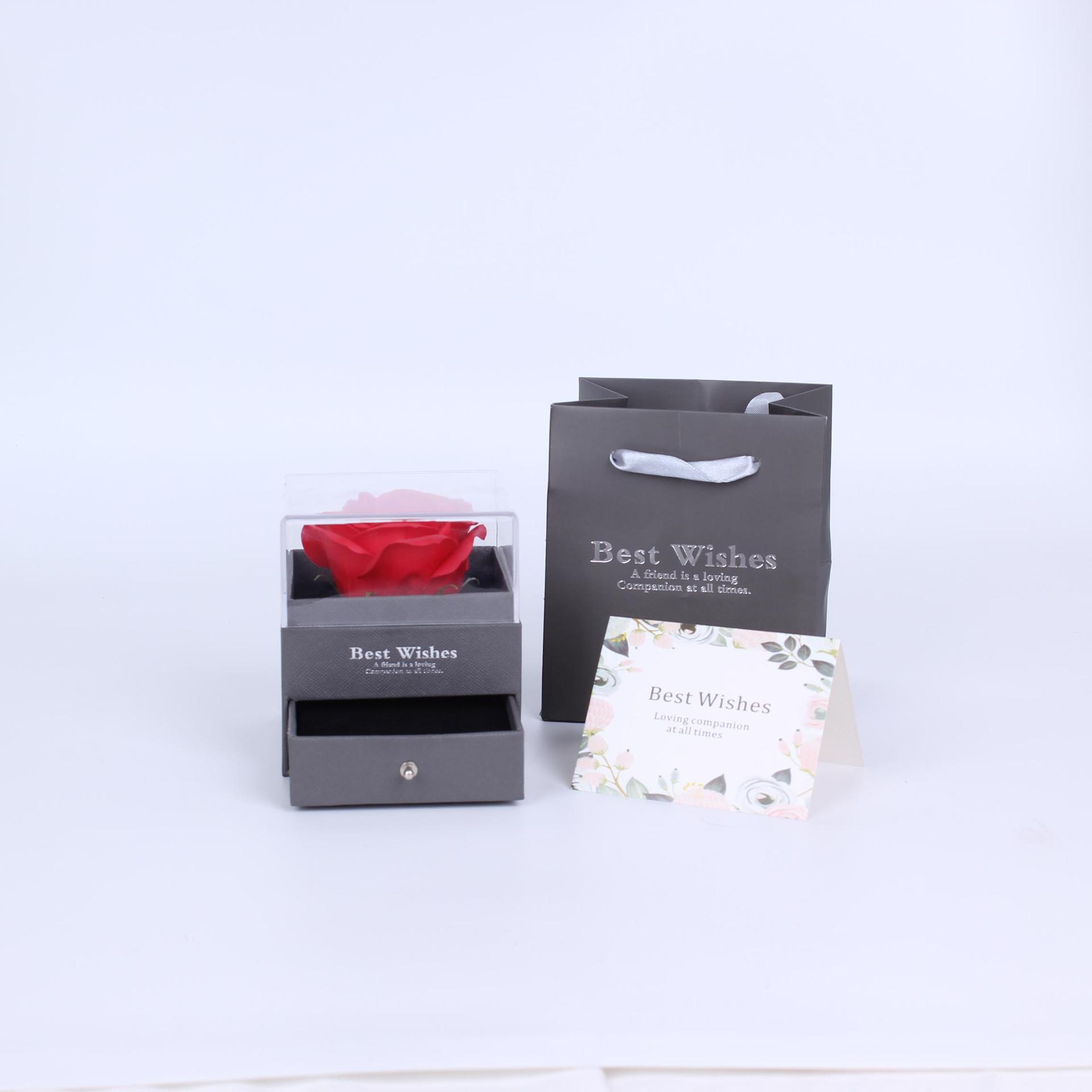 

520 Valentine s Day Transparent Acrylic Rose Jewelry Necklace Gift Box Preserved Flower Lipstick Perfume Packaging Box FOR PICTURE сірий колір