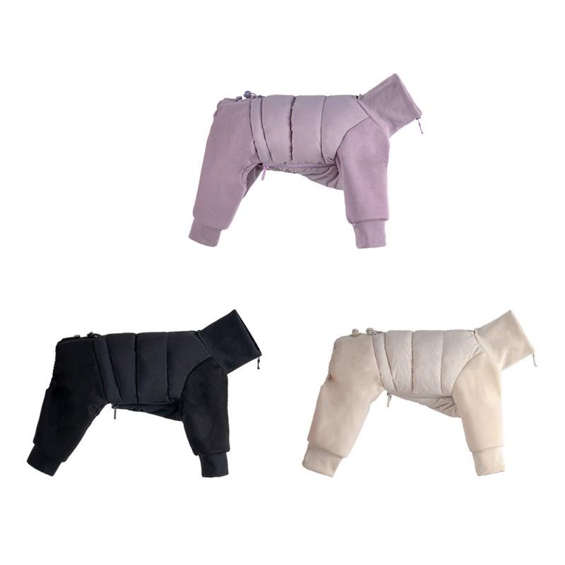 Warm Winter Dog Coat Small To Medium Breeds - 4-Legged Thick Cotton Jacket With Hoodie Style Leash Hole