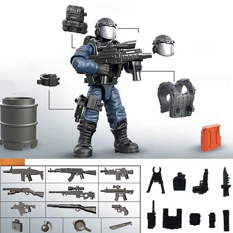 Special Forces Minifigures Weapons Boys Assemble Tank Military Building Blocks Toys