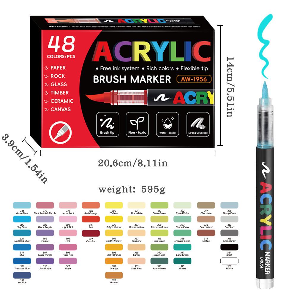 Professional Art Use 12-288 Colors Acrylic Paint Pen Marker Brush Tip Paint Marker For Painting Wood Calligraphy Christmas Gift