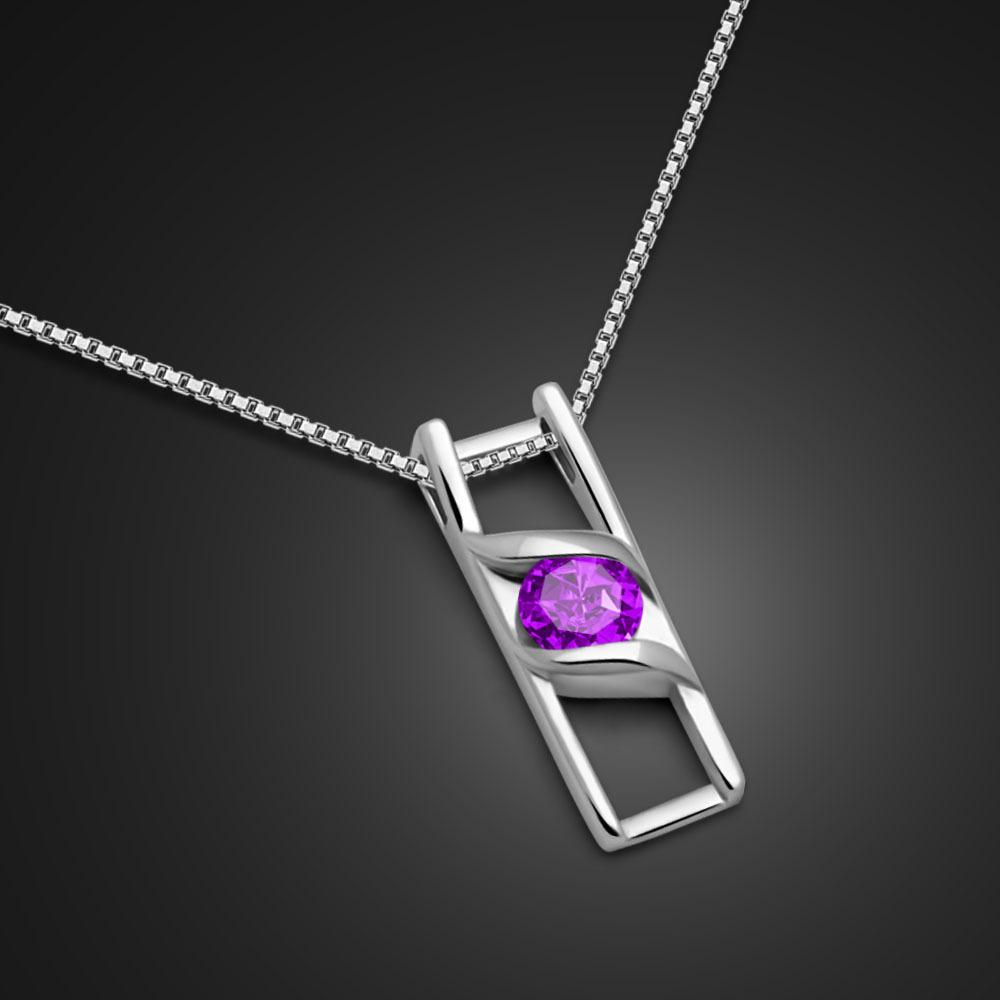 Necklace Single Inlaid Gemstone Elegant Chain Simple Box Chain Platinum Plated Charm Jewelry