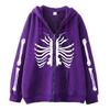 2022 Cross-border Gothic Zipper Sweater Skull Skeleton Printed Cardigan Jacket European and American Street Tide Large Size Hoodie