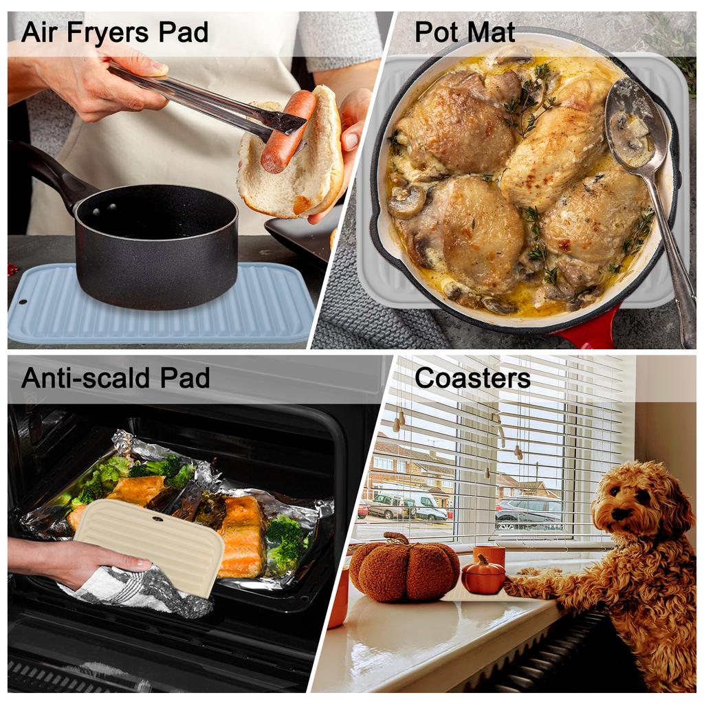 Uxcell 1/2/4pcs 9 x 11" Dish Drying Mat Set Silicone Reusable Drain Pad Heat Resistant Suitable for Kitchen Counter Fridge Drawe