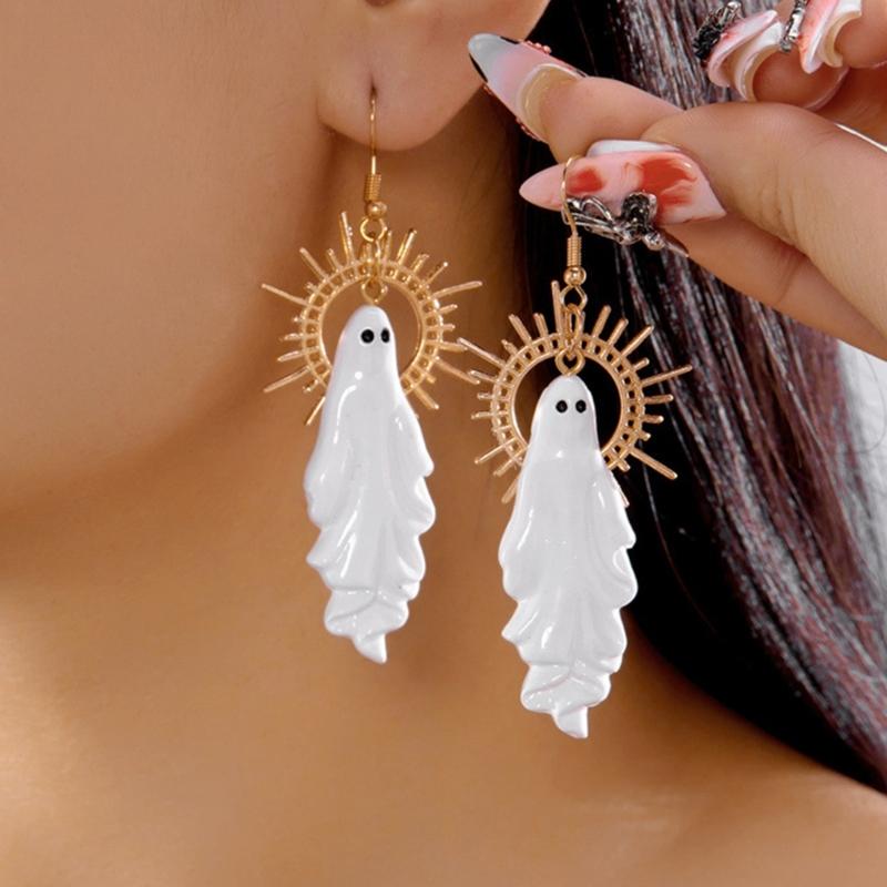 2 Pairs Playful Haunted Earrings Festival Jewelry with User Friendly Alloy Drop Earrings for Women Halloween Event
