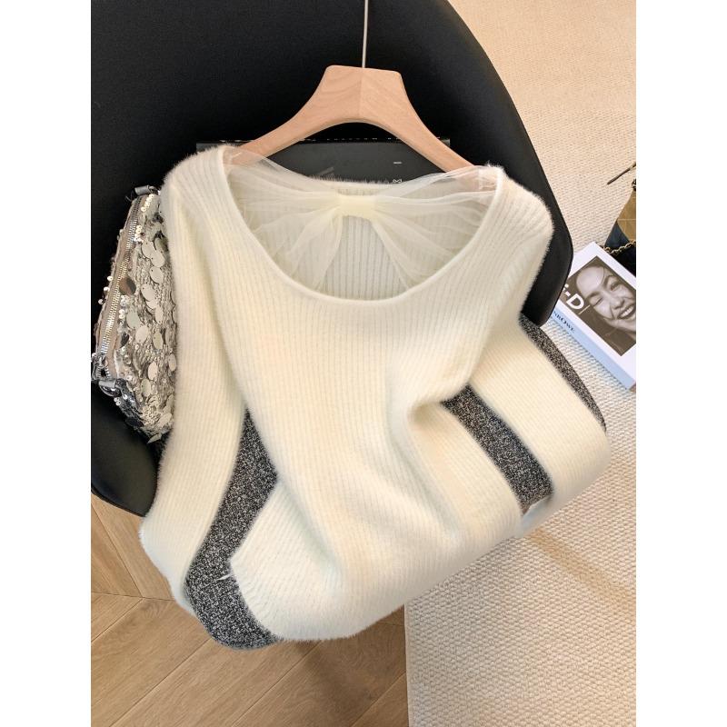 Pure Desire and Careful Machine Mink Fleece Sweater Women's Autumn and Winter New Design Sense Lace Splicing Inner Bottoming Shirt