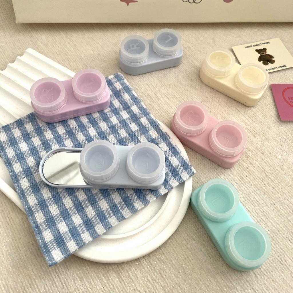 1PC Cream Colour Contact Lenses Box Travel Holder Container Soaking Contact Lens Box Mini Contact Lenses Case Accessorie
