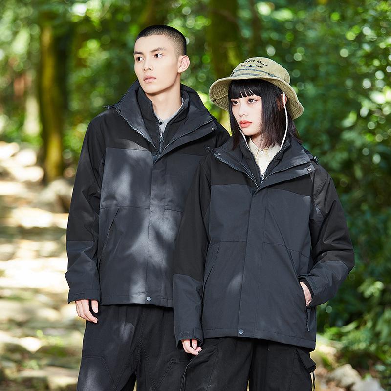 New Three-in-one Jacket Men's Hiking Camping Waterproof and Casual Two-piece Set Women's Jacket Jacket Custom LOGO