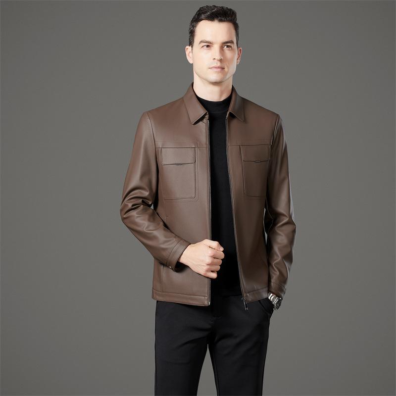 Classic Genuine Leather Jacket Men's Autumn New Sheepskin Jacket Business Casual Fashion Warm Jacket