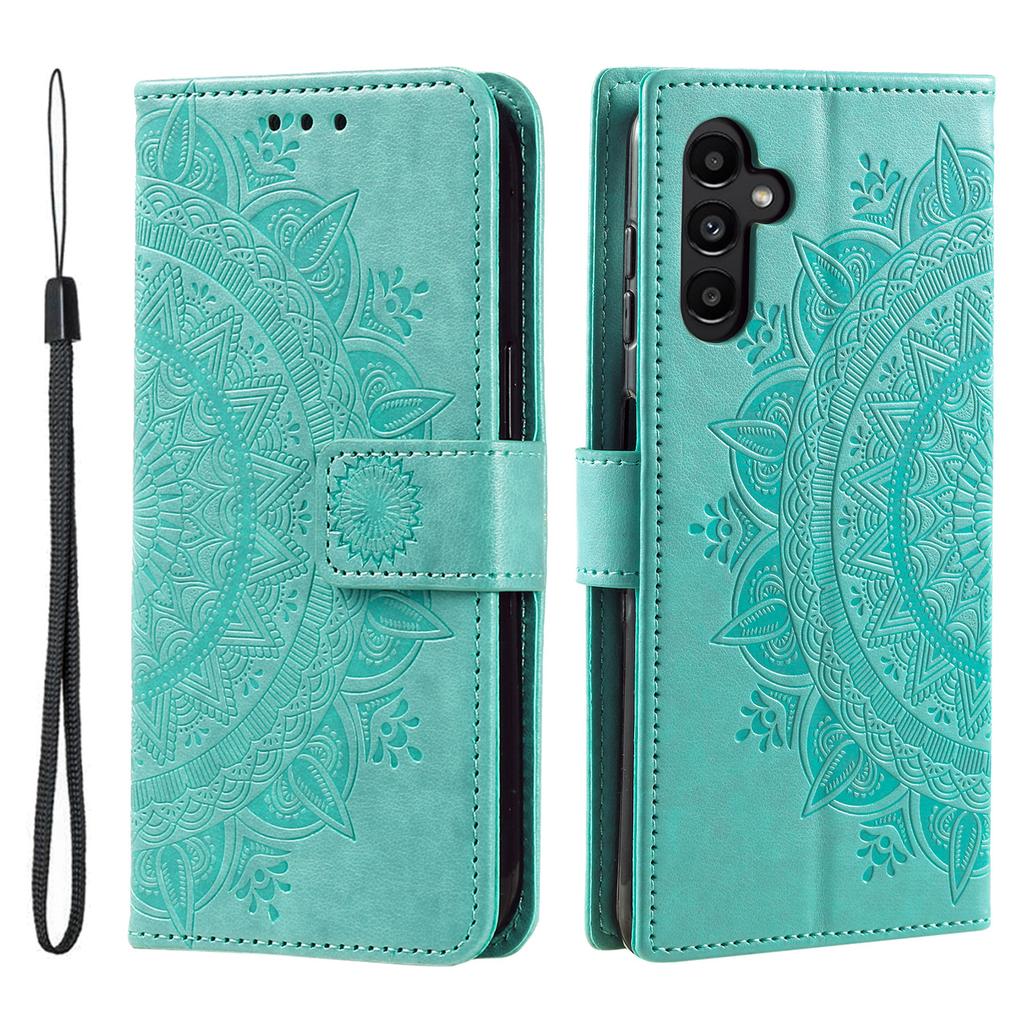For Samsung Galaxy A37 5G Stand Case Imprinted Totem PU Leather Wallet Phone Cover with Wrist Strap