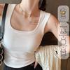 White Spaghetti Strap Vest Top for Women, with Chest Pads, Conceals Armpit Fat, Sleeveless, Spring/Summer 2026 Style.