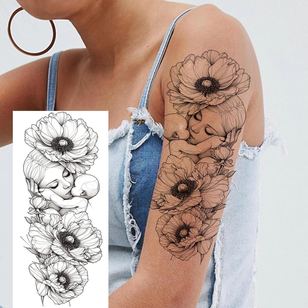 1 Blatt Schick 3D Spinne Löwe Fuchs Blumen Temporäre Tattoos Für Frauen Erwachsene Wasserdicht Langlebig Realistisch Fake Tattoo Aufkleber