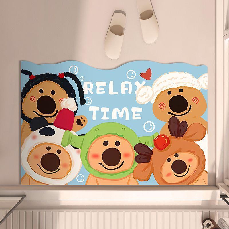 Special-shaped bathroom door absorbent mats toilet mat diatom mud anti-skid