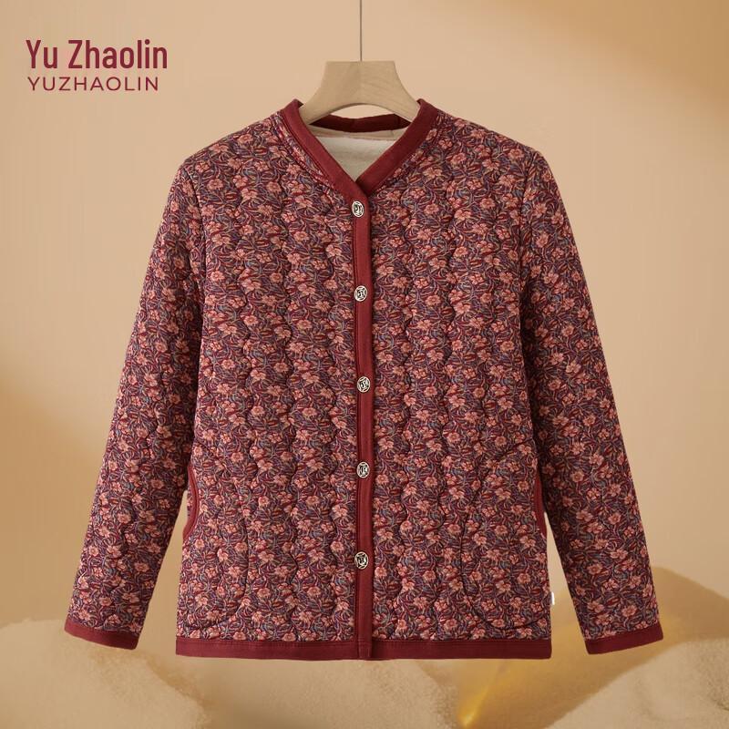 

YUZHAOLIN Женская зимняя куртка с цветочным принтом и подкладкой для женщин среднего и пожилого возраста 4XL