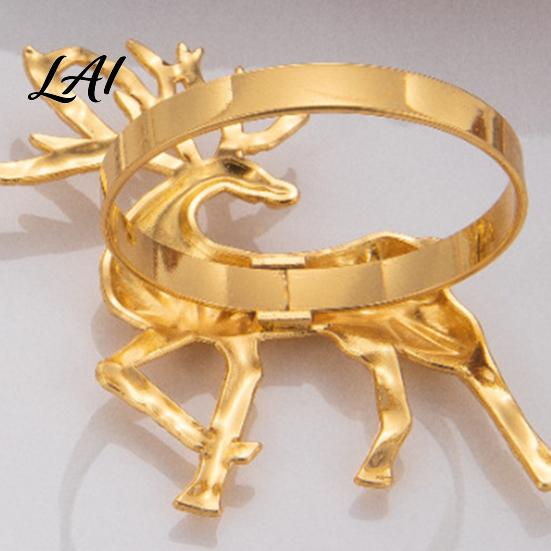 Decorative Napkin Fasteners Christmas Deer Ring Faceted Metal Elk Holder Reusable Unique Animal Shape Rings Ring for Xmas Holiday Wedding Receptions