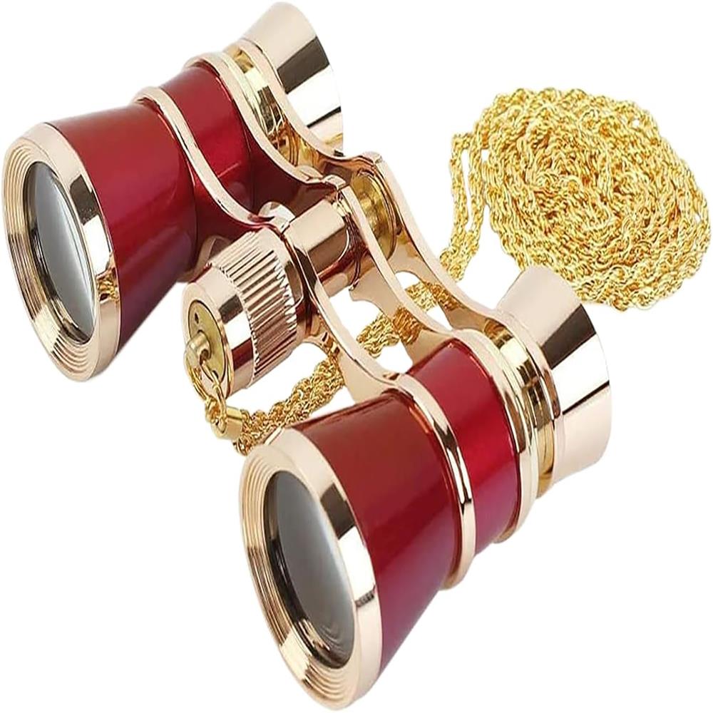 

Оперні окуляри Бінокль 3 X 25 Компактні та легкі оптичні театральні окуляри BK7 з ланцюжком для дорослих дітей жінок у концертному театрі Опера червоний