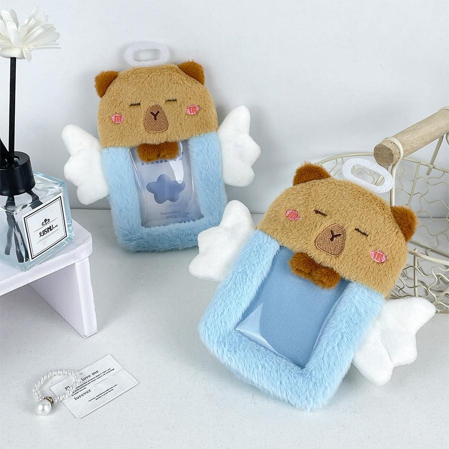 Capybara Delightful Angel Plush Card Bag For Student Meal Card And Id Wallet