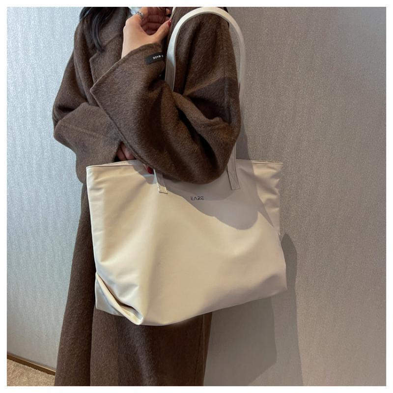 Solid Colored Cloth Bag Female Student Shoulder Bag Simple and Large Capacity Tote Bag Commuting Handbag