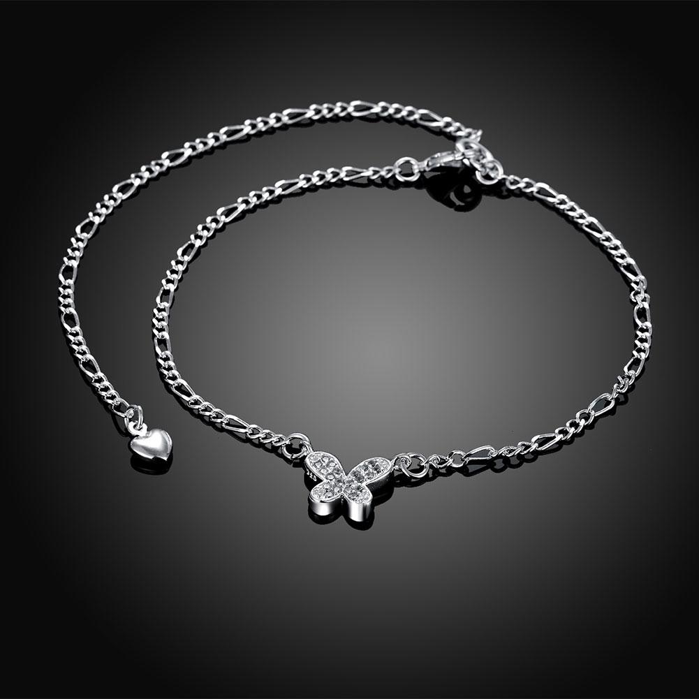Lady Anklet Ankle Chain Zircon Inlaid Butterfly Shape Foot Ornaments Valentines Gift