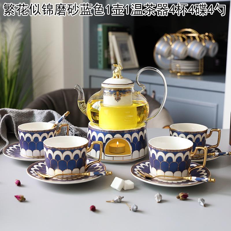 

Household Flower Teapot Set, Glass Boiled Fruit Teapot, Ceramic Afternoon Tea Flower Fruit Teacup Tea Set, Candle Heating