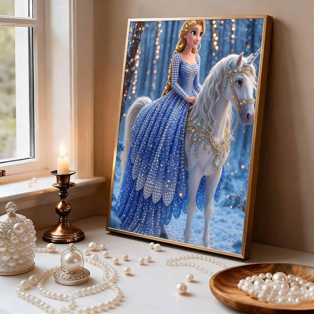 Disney Pearl Painting Rapunzel Unicorn Snow Forest Creative Art 5D Pearl Embroidery Cross Stitch Kit Handmade DIY Home and Room Decor Gift