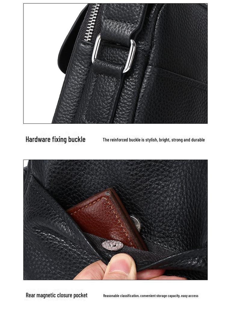 Men's High-End Genuine Leather Messenger Bag - Large Capacity, First Layer Cowhide Shoulder Bag