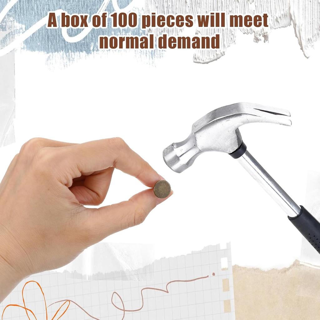 100Pcs Vintage Flat Thumb Tacks, Metal Heavy Duty Push P for Cork Board, Decorative Wood Push P for Home Office Worker Use, DIY Crafts Projects