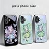 Q-version Blue Butterfly For iPhone 17 Air 16 E 15 Plus 14 Pro Max 13 12 Mini 11 5 6 7 8 Plus XR XSMax SE Black Glass Phone Case