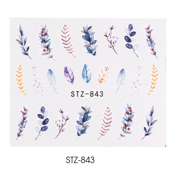 Water Nail Decal and Sticker Flower Leaf Tree Green Simple Summer Slider for Manicure Nail Art Watermark Tips