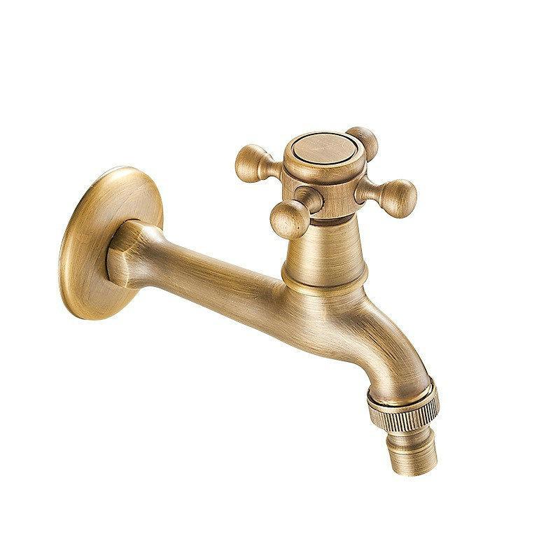 Grifo para Fregadero de Mopa de Estilo Europeo de Doble Uso con Rociador de Apertura Rápida - Agua Fría Única, Uno Entra Dos Salen